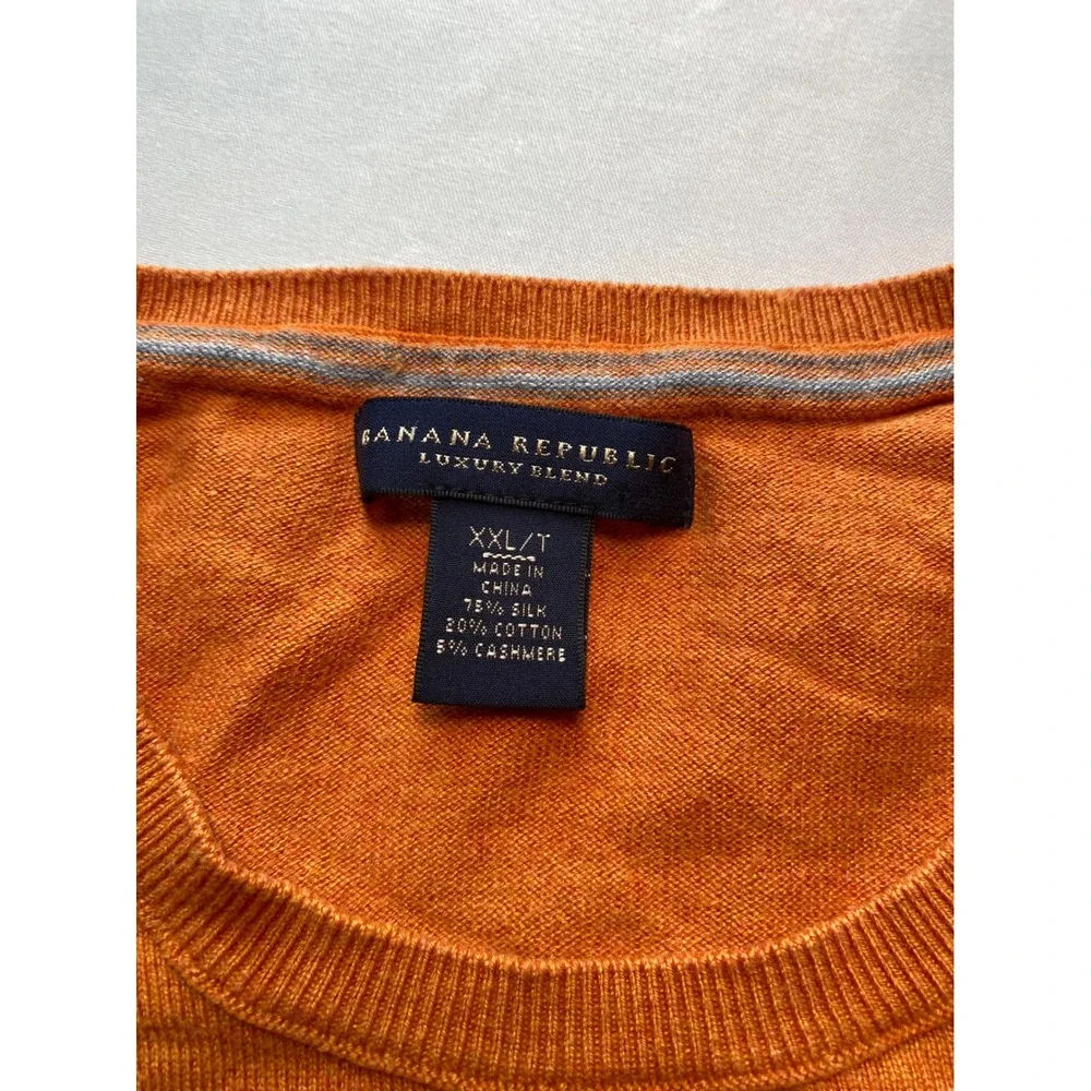Banana Republic Luxury Blend Orange Silk Cotton Cashmere Crewneck Sweater XXL/T